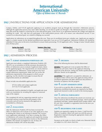 iau|admission process - International American University