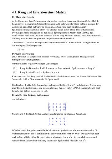 4.4. Rang und Inversion einer Matrix