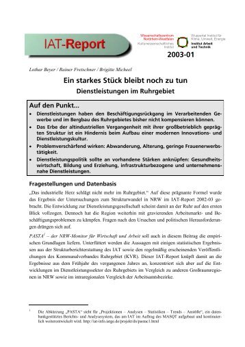 IAT-Report 2003-01 als PDF - Institut Arbeit und Qualifikation