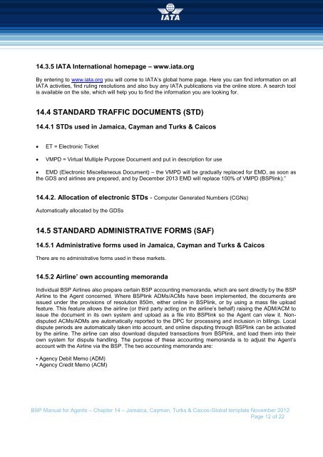 BSP Manual For Agents Local Procedures - IATA