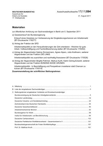 BT-Drucksache 17(11)594 - Institut Arbeit und Qualifikation