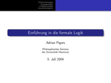 Einführung in die formale Logik - Institut für Algebra, Zahlentheorie ...