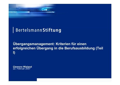 Kriterien fÃ¼r einen erfolgreichen Ãbergang in die Berufsausbildung