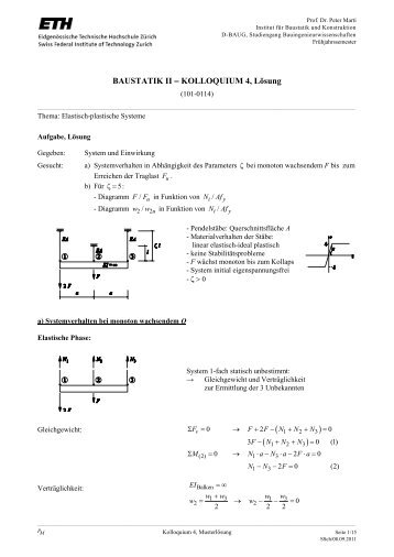 Musterlösung Kolloquium 04 - Institut für Baustatik und Konstruktion