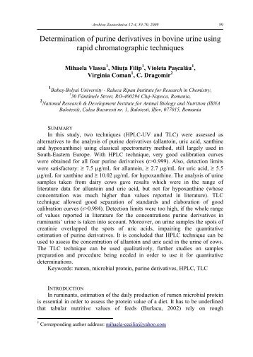 Determination of purine derivatives in bovine urine using ... - IBNA