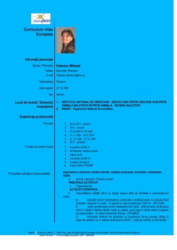 Curriculum vitae Europass - IBNA