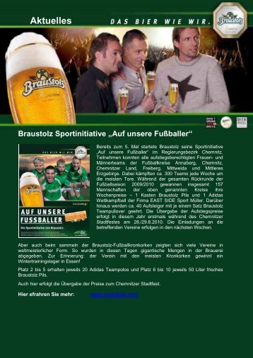 Aktuelles Braustolz Sportinitiative âAuf unsere FuÃballerâ