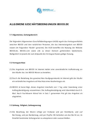 ALLGEMEINE GESCHÃFTSBEDINGUNGEN iBOOD.DE - iBOOD.com