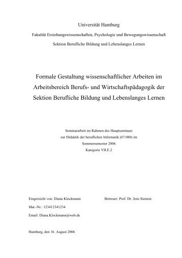 Formale Gestaltung wissenschaftlicher Arbeiten im Arbeitsbereich ...