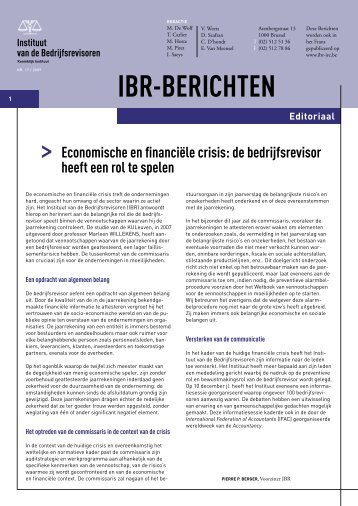Editoriaal - IBR Berichten