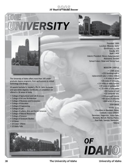 Table of Contents Quick Facts - University of Idaho Athletics