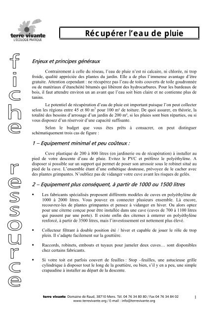 Récupérer Leau De Pluie Habiter Autrement