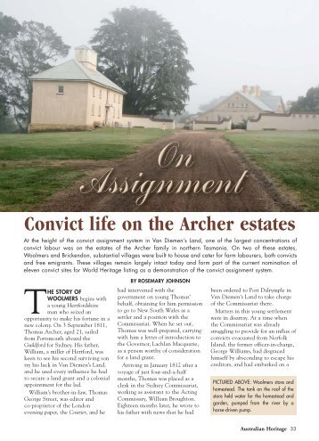Convict life on the Archer estates - Australian Heritage Magazine
