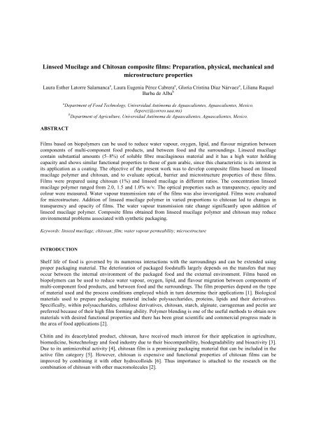 Linseed Mucilage and Chitosan composite films - 11th International ...