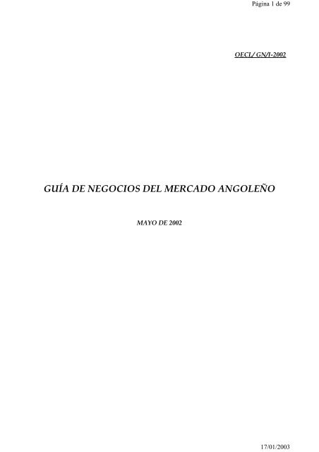 GUÃA DE NEGOCIOS DEL MERCADO ANGOLEÃO - Icex