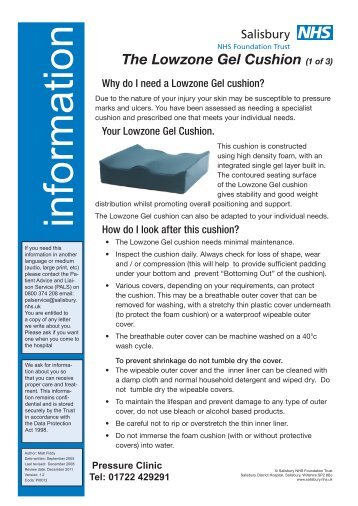 The Lowzone Gel Cushion - ICID - Salisbury NHS Foundation Trust