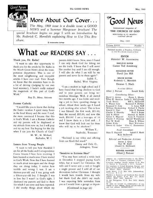 The Good News - Herbert W. Armstrong Library and Archives