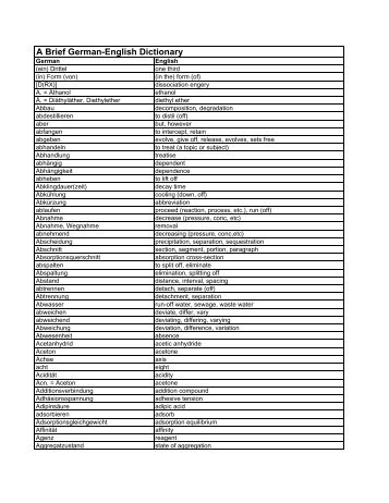 A Brief German-English Dictionary