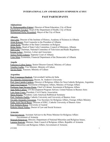 past participants - International Center for Law and Religion Studies