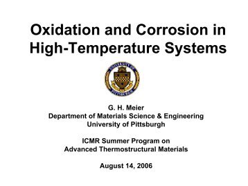 Oxidation and Corrosion in High-Temperature Systems - ICMR ...