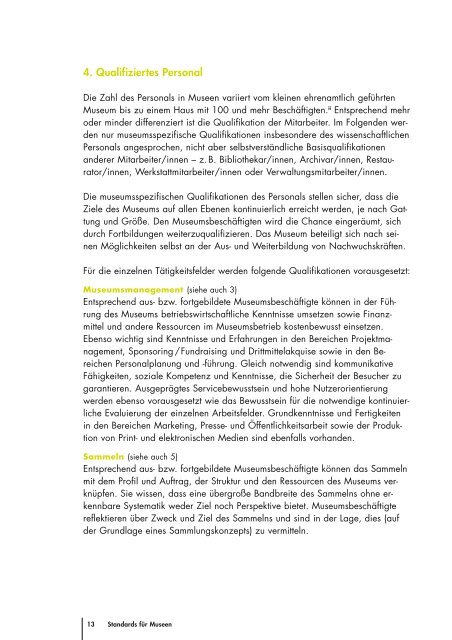 Standards für Museen (.pdf) - Deutscher Museumsbund