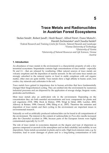 5 Trace Metals and Radionuclides in Austrian Forest ... - ICP Forests