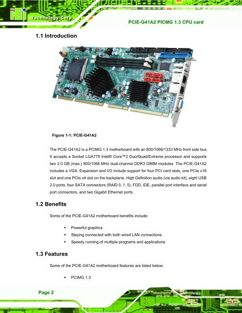 PCIE-G41A2 PICMG 1.3 CPU card - iEi