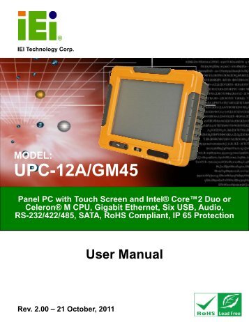 UPC-12A/GM45 Panel PC User Manual - iEi