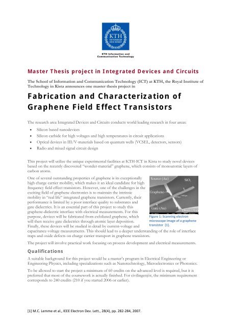 Fabrication and Characterization of Graphene Field Effect Transistors