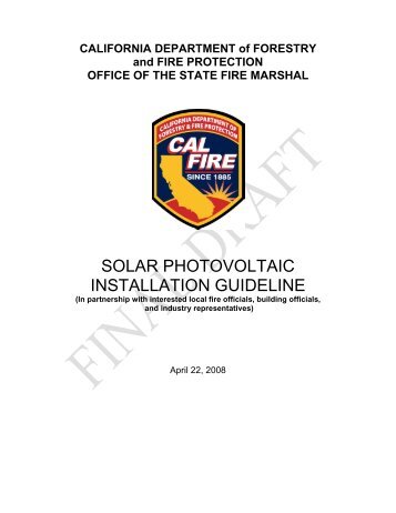 SOLAR PHOTOVOLTAIC INSTALLATION GUIDELINE