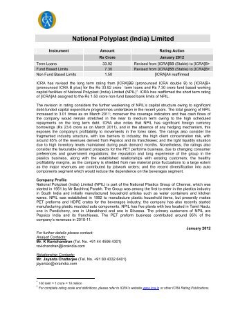 National Polyplast (India) Limited - ICRA