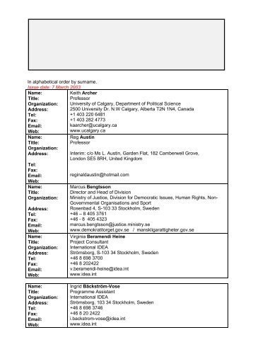Participants List - International IDEA