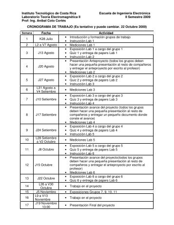 Cronograma de Trabaj.. - Escuela de IngenierÃ­a ElectrÃ³nica ...