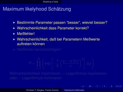 Statistische Methoden - Institut für Experimentelle und Angewandte ...