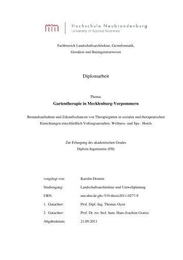 Fragebogen “Gartentherapie“ - Hochschule Neubrandenburg