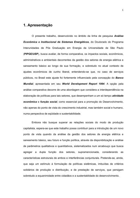 Análise comparativa dos serviços públicos de ... - IEE/USP