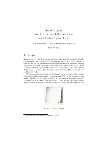Demo Proposal Implicit Service Differentiation via Shortest ... - LCN