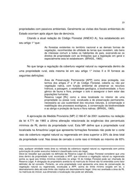 A reserva legal, e o seu instituição e o seu desmatamento ... - IEE/USP