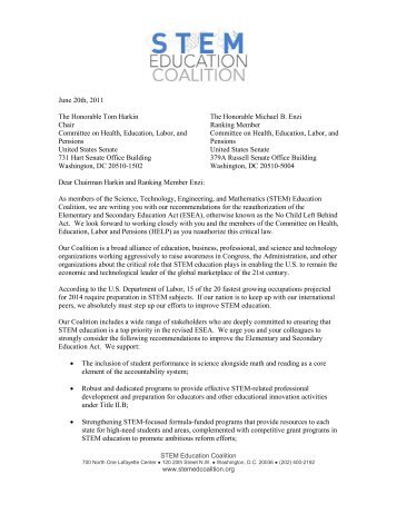 STEM Education Coalition Letter to