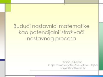 Sanja Rukavina; Odjel za matematiku SveuÄiliÅ¡ta u Rijeci