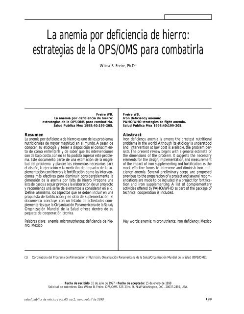 La anemia por deficiencia de hierro: estrategias de la OPS/OMS ...