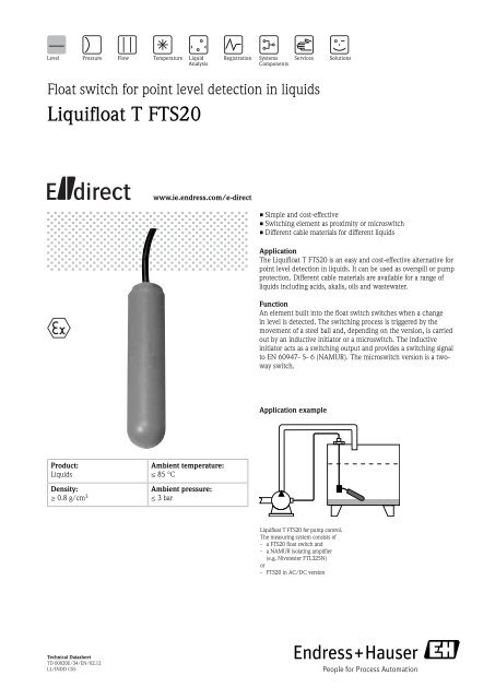 Td Liquifloat T Fts20 Pdf 255 0 Kb Endress Hauser Ireland