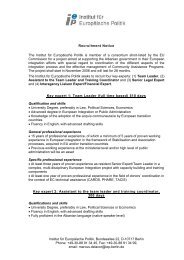 Recruitment Notice - Institut fÃ¼r EuropÃ¤ische Politik [IEP]
