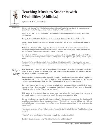 Teaching Music to Students with Disabilities (Abilities) - Illinois ...