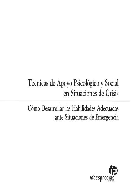 tÃ©cnicas de apoyo psicolÃ³gico y social en situaciones de crisis