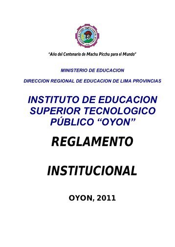 Reglamento Interno - IESTP Oyon