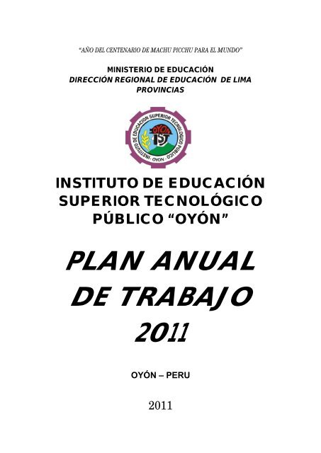 PLAN ANUAL DE TRABAJO 2011 - IESTP Oyon