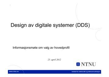 Design av digitale systemer - Institutt for elektronikk og ...
