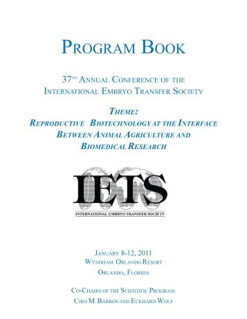 PROGRAM BOOK - International Embryo Transfer Society