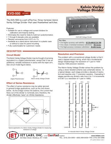 KVD-500 p. 1 of 2 Kelvin-Varley Voltage Divider - IET Labs, Inc.